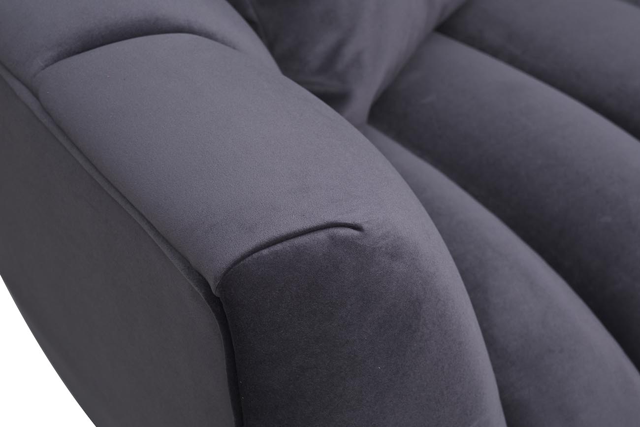 Диван Fabio трехместный, велюр синий Gen12, 2 подушки