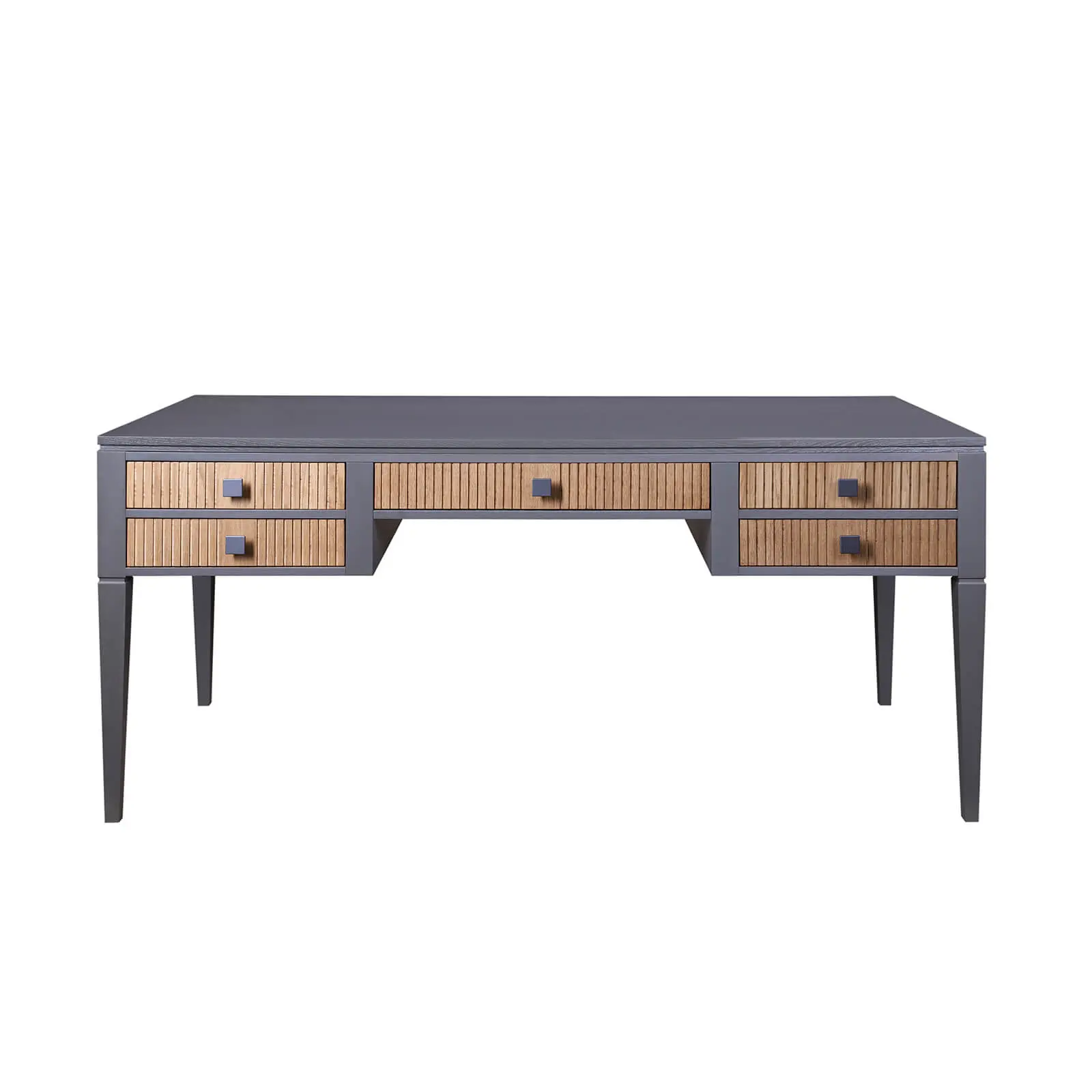 (1.2.1) Стол письменный с 5 ящиками чёрный из дуба "Фокстрот" 005A (бетон/дуб натуральный/бетон)