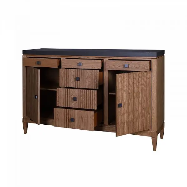 Комод с 6 ящиками из дуба Фокстрот 326B рельеф (дуб натуральный/бетон)