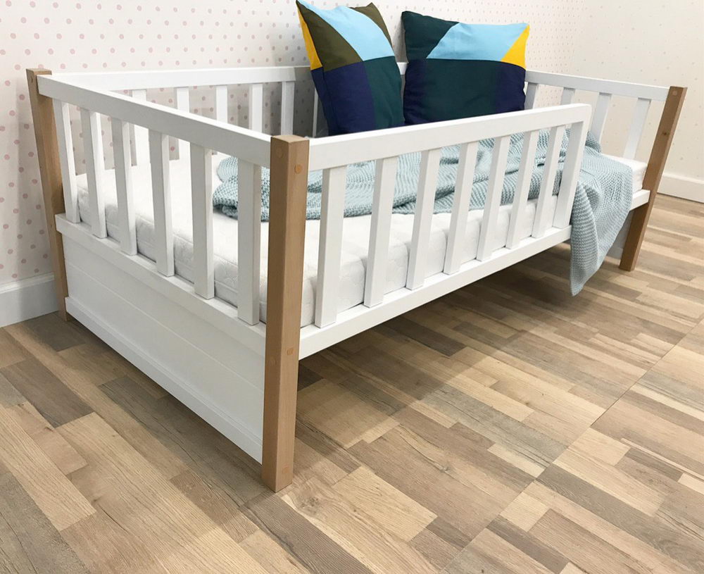 Кроватка Бейсик Бук 1600х800 - Белая - Стойки Без покрытия