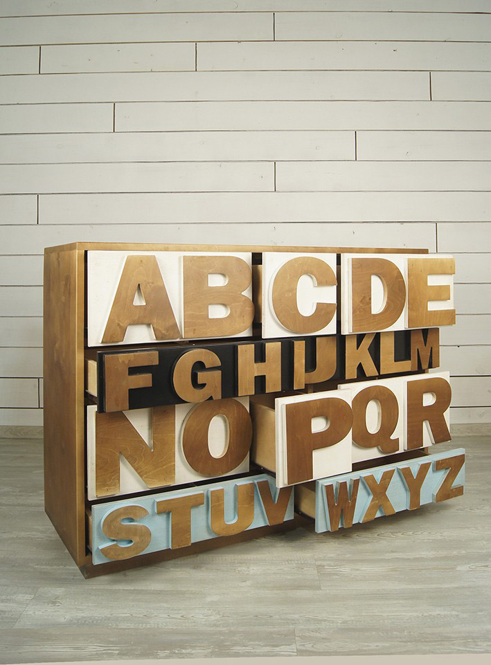 Комод массив "Alphabeto Birch" на 10 ящиков арт AL-01/1ETG/4