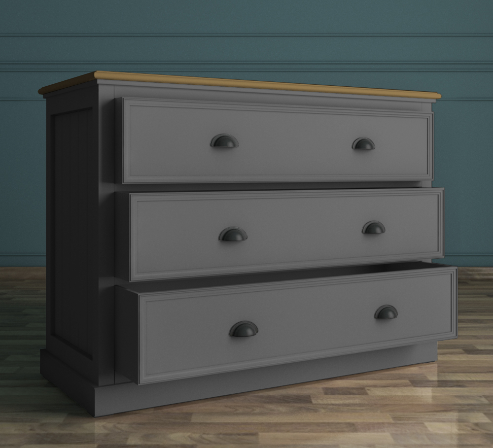 Серый комод "Palermo" с тремя ящиками