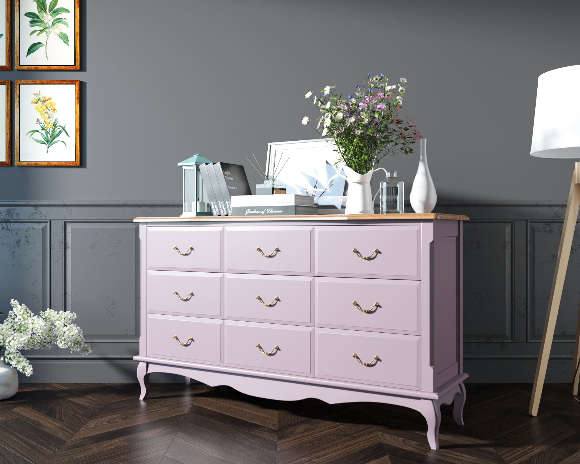 Комод Leontina Lavanda на девять ящиков арт ST9379L