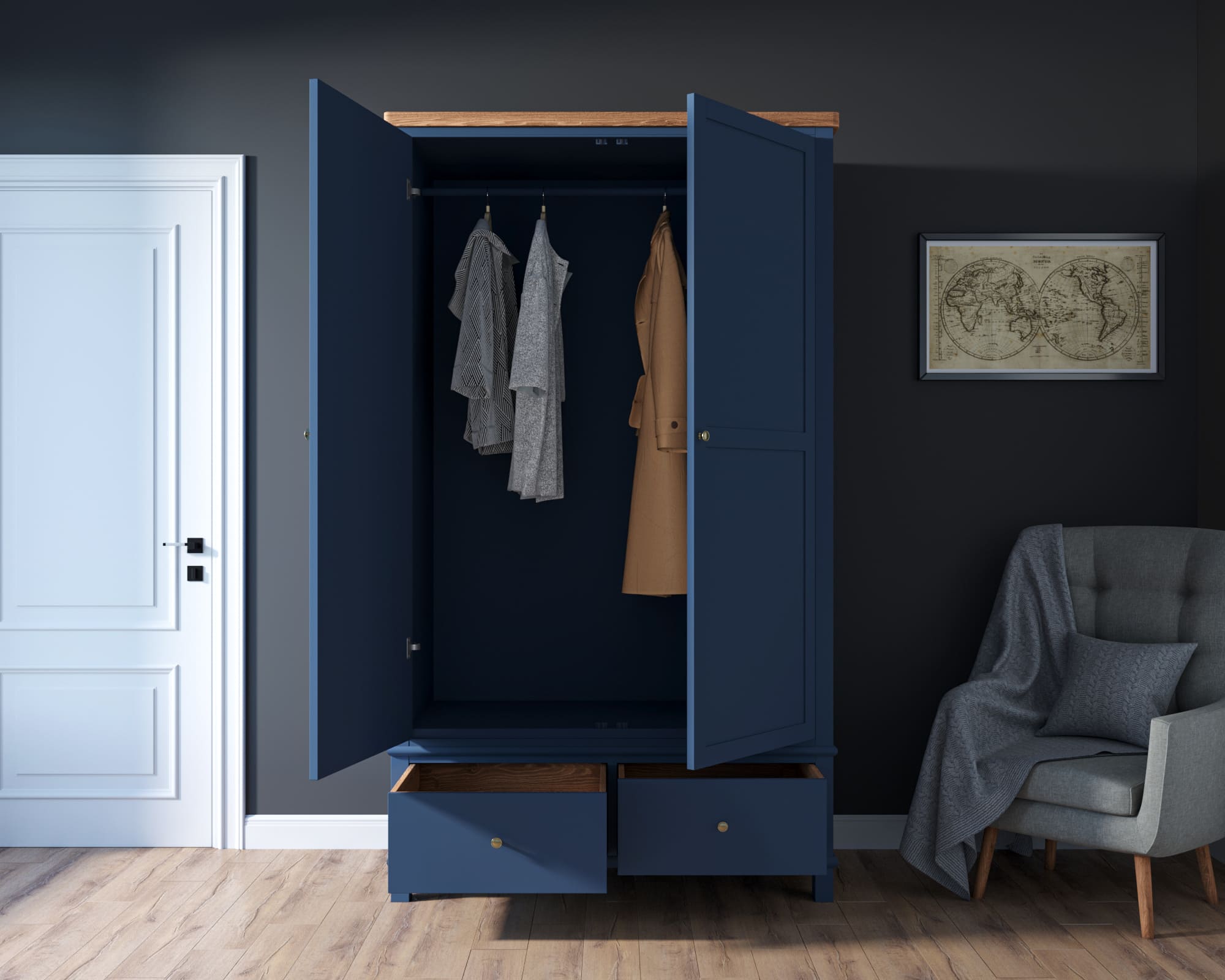 Шкаф двухстворчатый с выдвижными ящиками в стиле Кантри "Jules Verne"