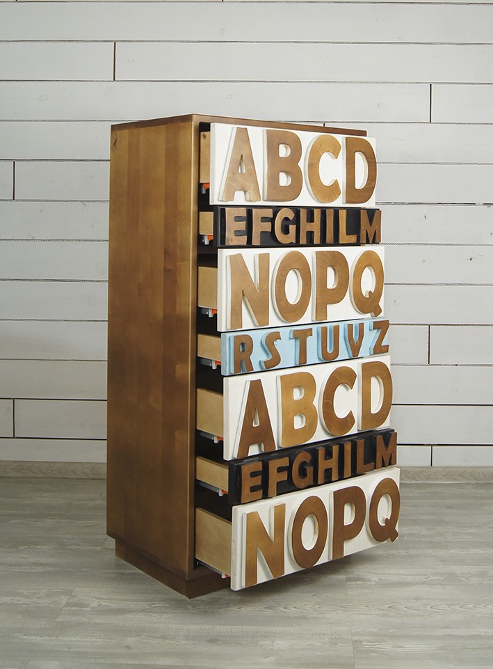 Комод с 7 ящиками массив берёзы "Alphabeto Birch 4"