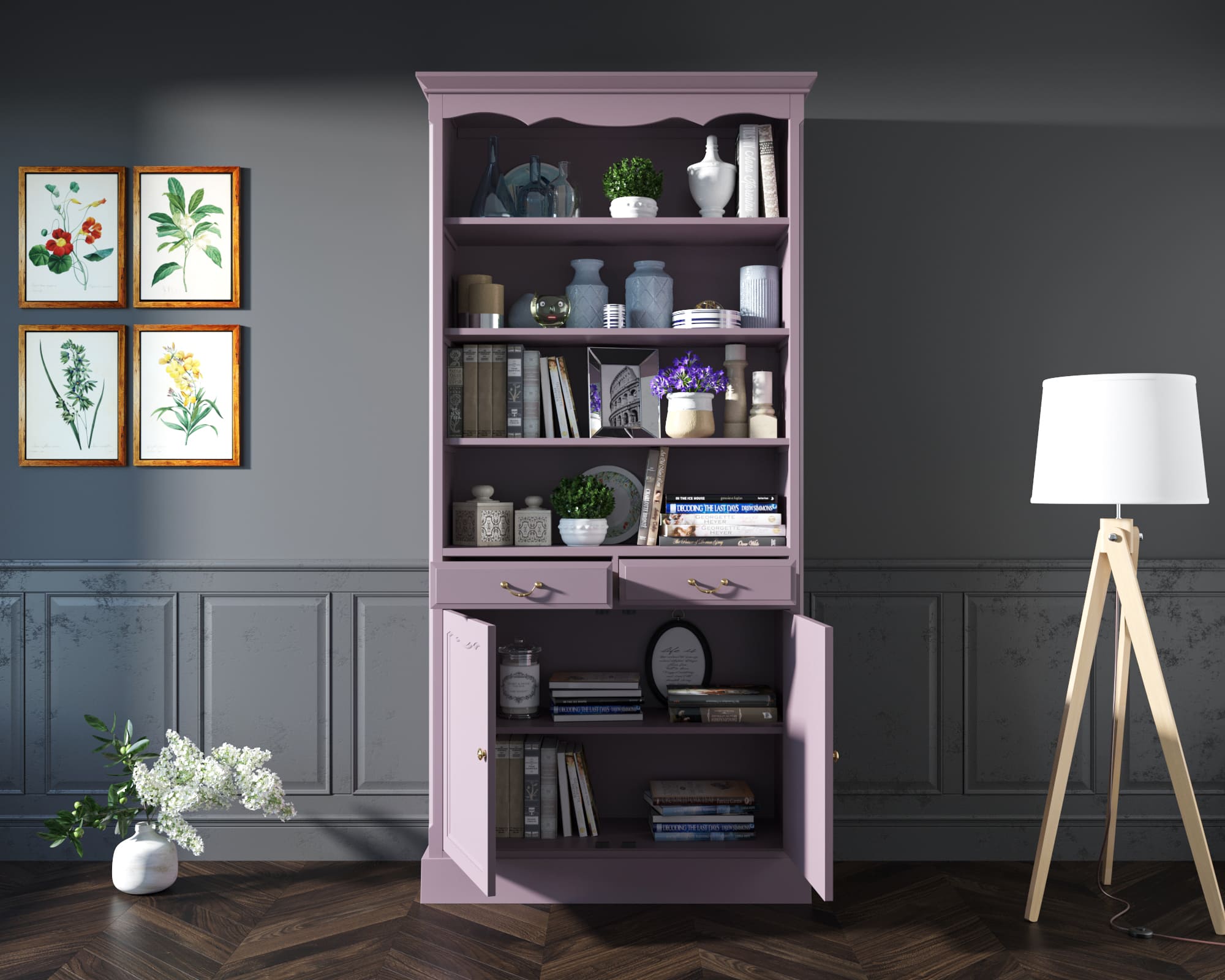 Книжный шкаф с ящиками "Leontina Lavanda"