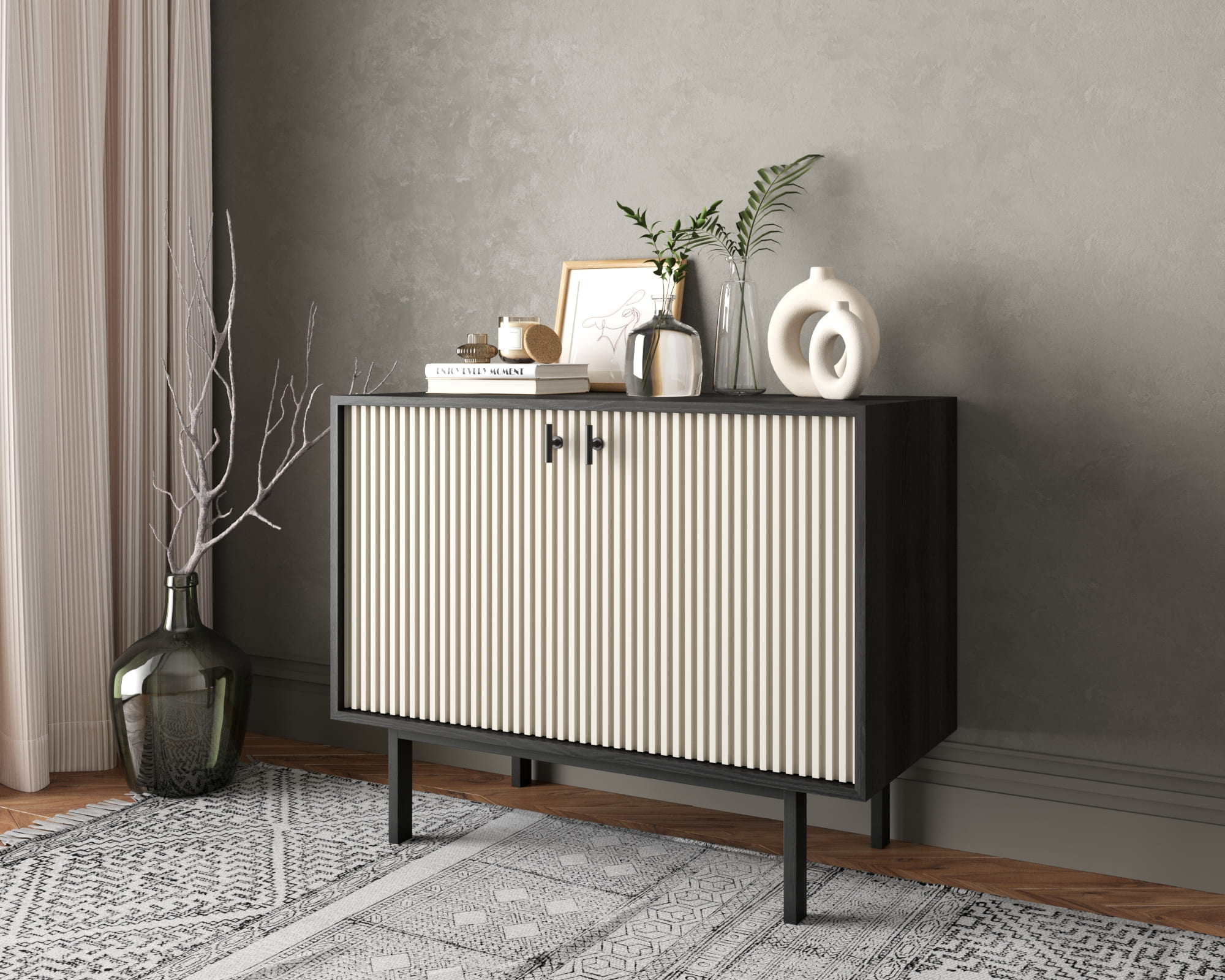 Комод с двумя дверками "Emerson" арт EM02/milky/L