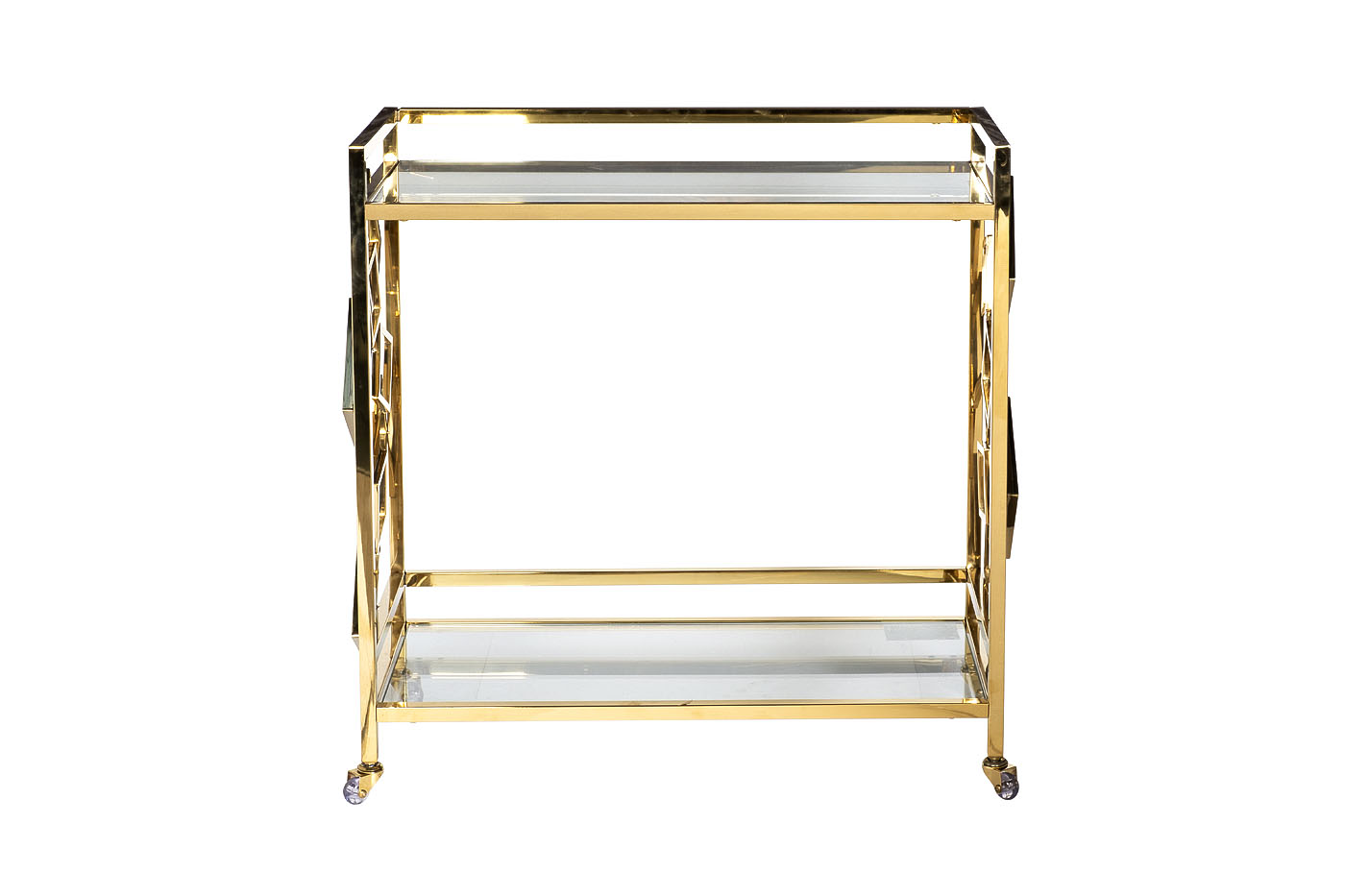 GY-CRT8164GOLD Стол-тележка сервировочн ст.прозр/золото