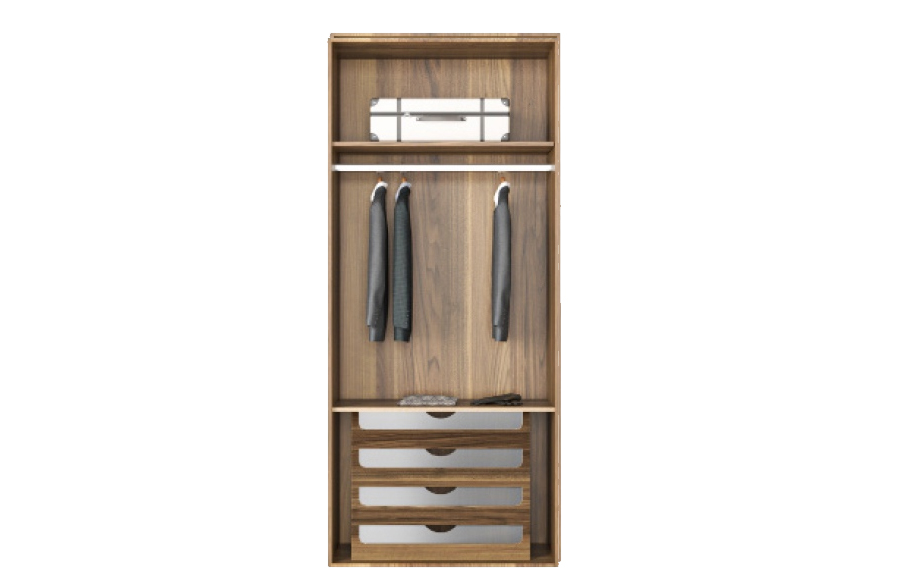 GD-10002 Шкаф Alto двухдверный c выдвижными ящиками, цвет орех, дверцы стекло 100*57*230см