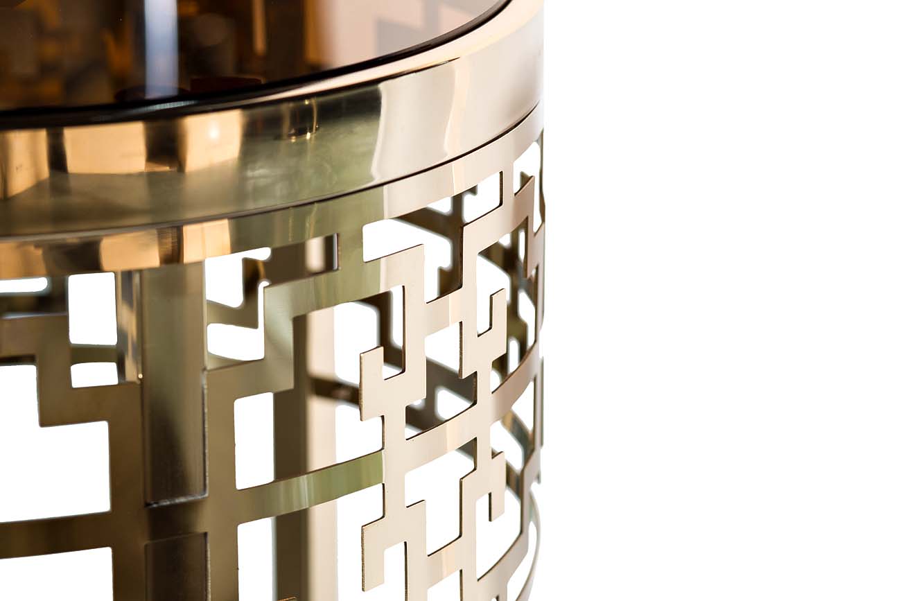 13RXFS5080L-GOLD Стол журнальный стекло коричн./золото