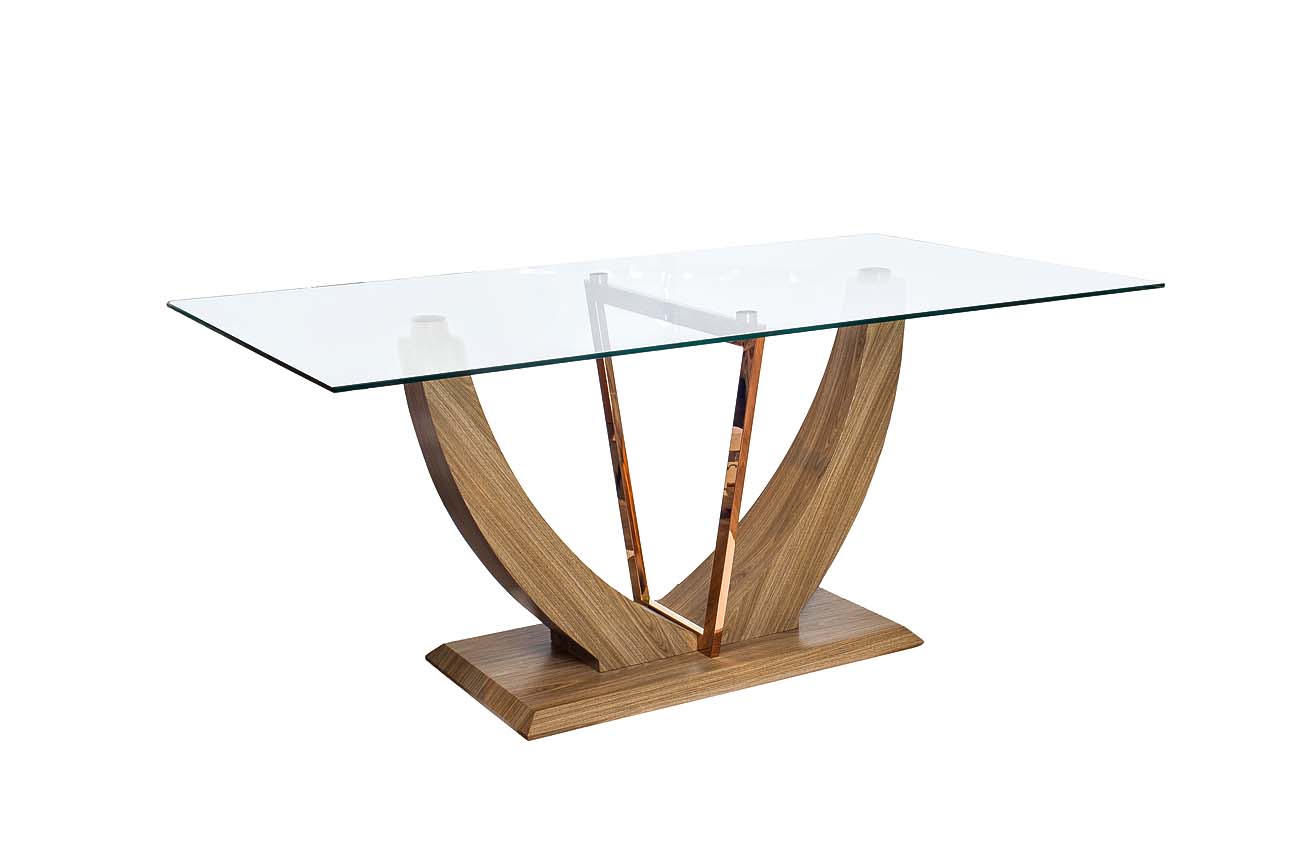 30F-907 Стол обеденный со стеклом бежевый