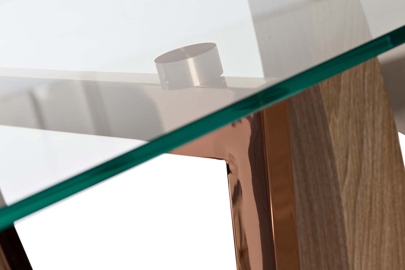 30F-907 Стол обеденный со стеклом бежевый