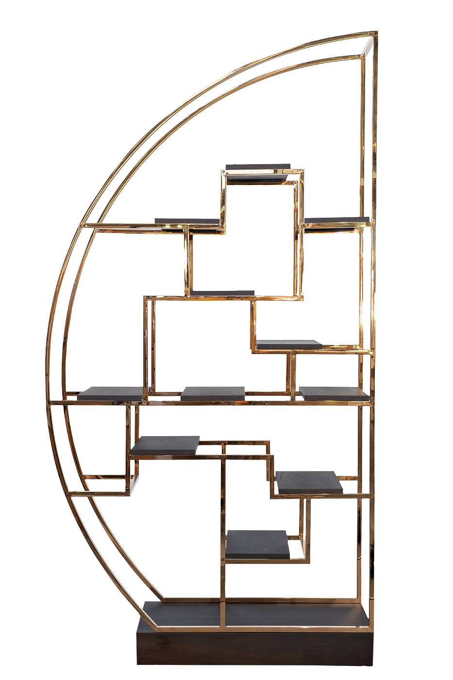 77IP-SH1003 Стеллаж-полусфера роз.золото/темн.шпон