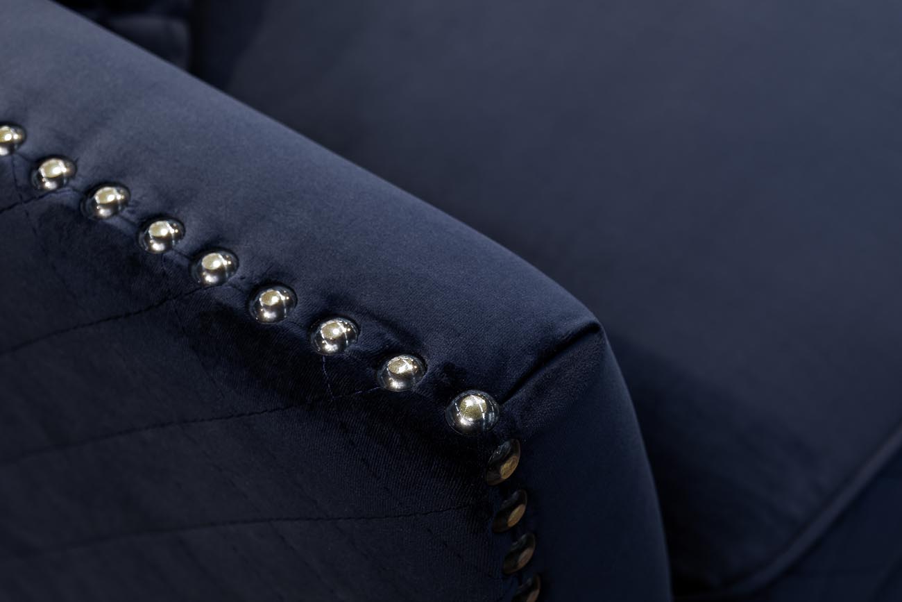 Диван-Кушетка Sorrento правая, велюр тёмно-синий Bel18