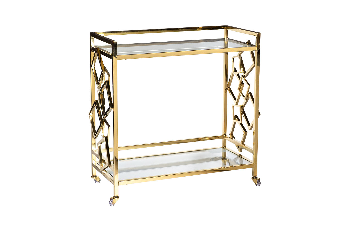 GY-CRT8164GOLD Стол-тележка сервировочн ст.прозр/золото