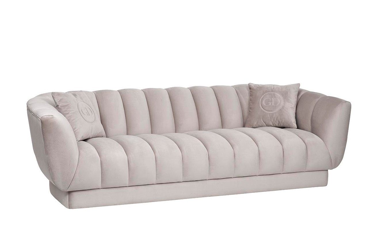 Диван Fabio трехместный, велюр бежевый Фант17, 2 подушки