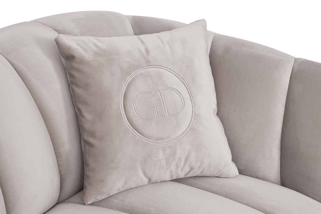 Диван Fabio трехместный, велюр бежевый Фант17, 2 подушки