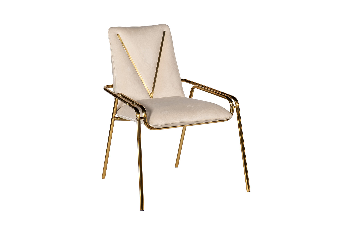 30C-DR-20013C CR Стул велюр кремовый с V-декором