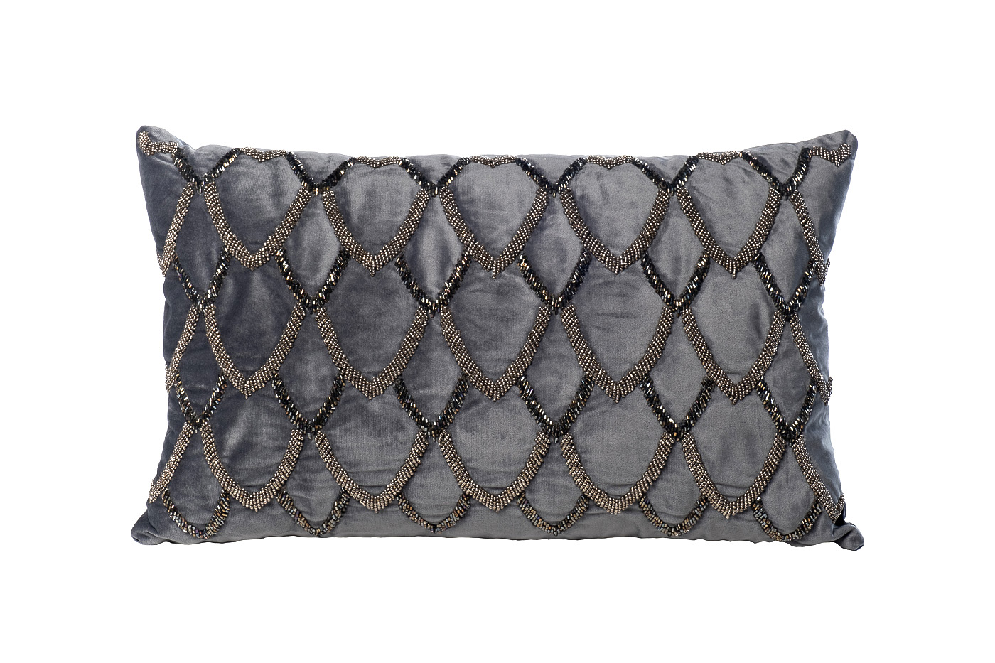 70SW-20525 Подушка с бисером "Чешуйки" синяя