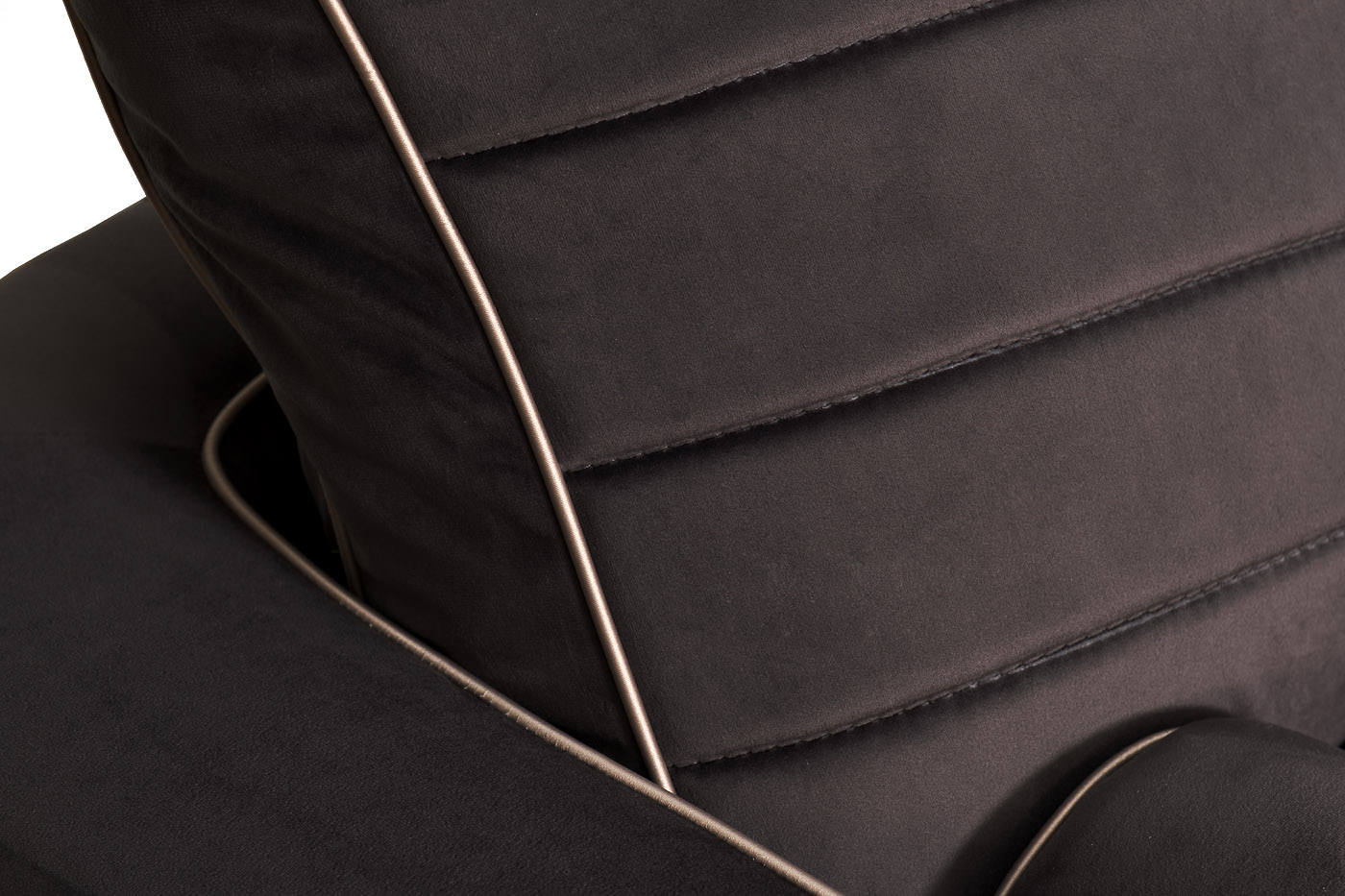 Диван Madrid Memory с кантом, трехместный без механизма, велюр серый Riv96