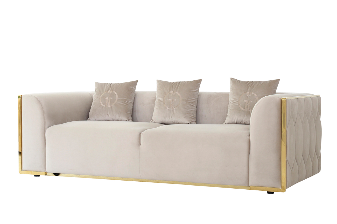 102AN-DIV-9173-BEG Диван Bern трехместный, велюр бежевый