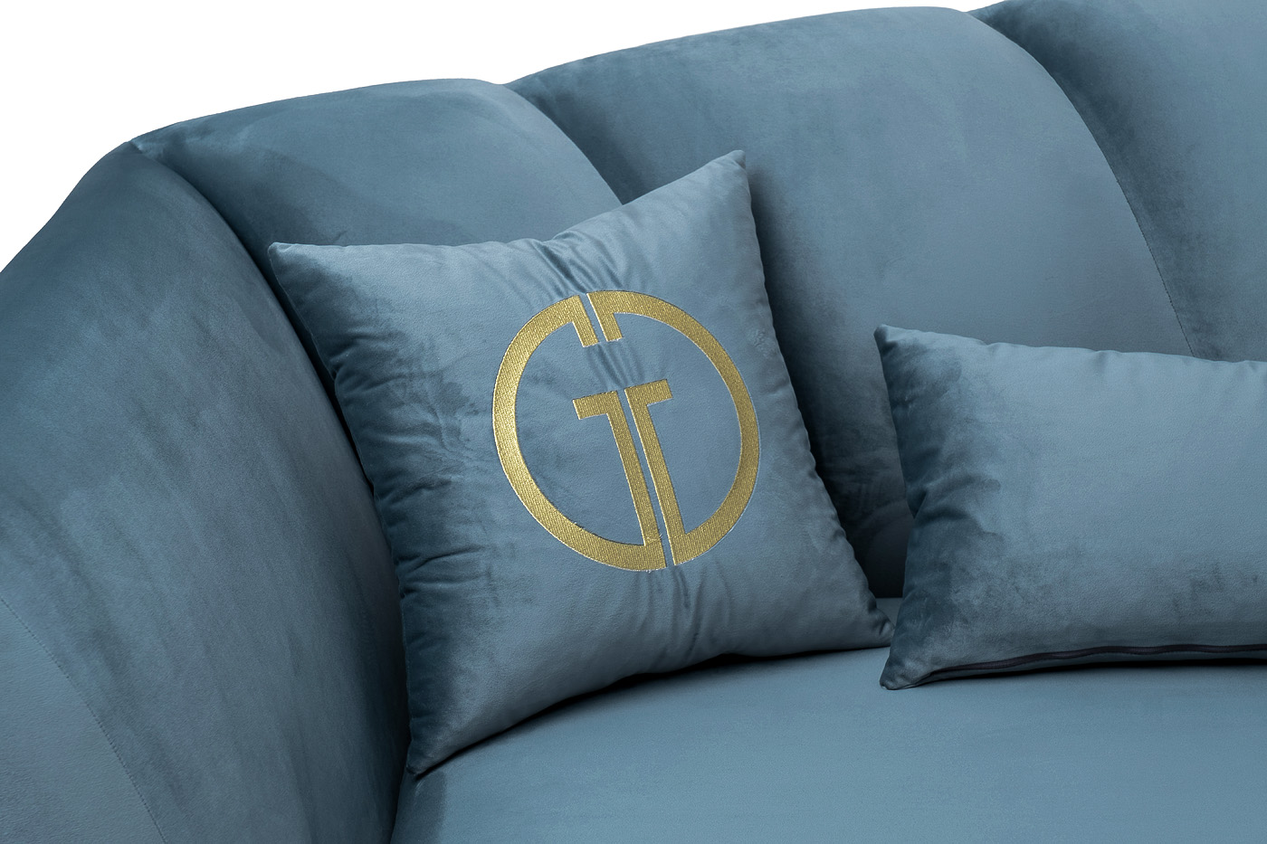 Диван Annette трехместный раскладной(Пума), велюр бирюзовый Riv87/зол