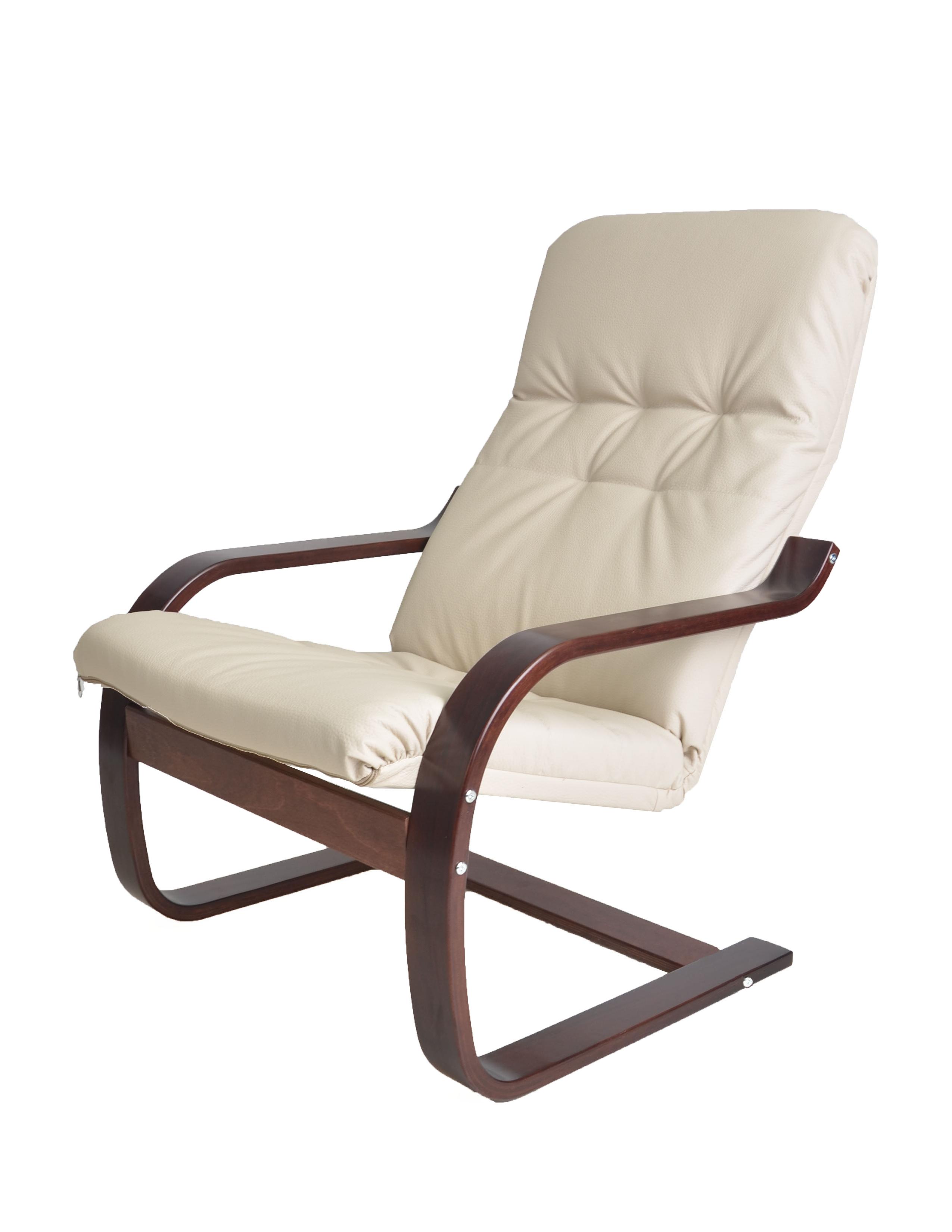 кресло Сайма Экокожа бежевый каркас Вишня