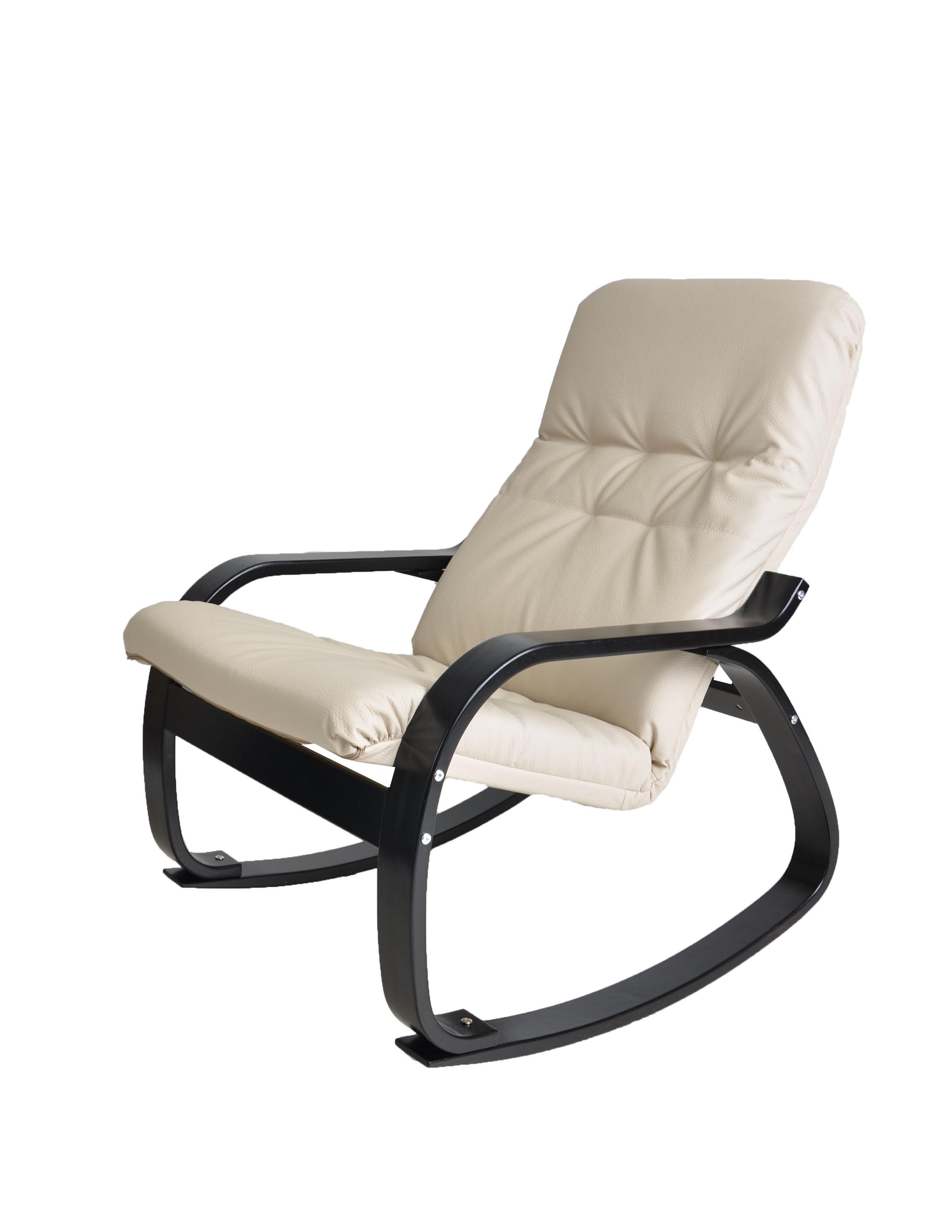 кресло-качалка Сайма Экокожа бежевый каркас Венге структура