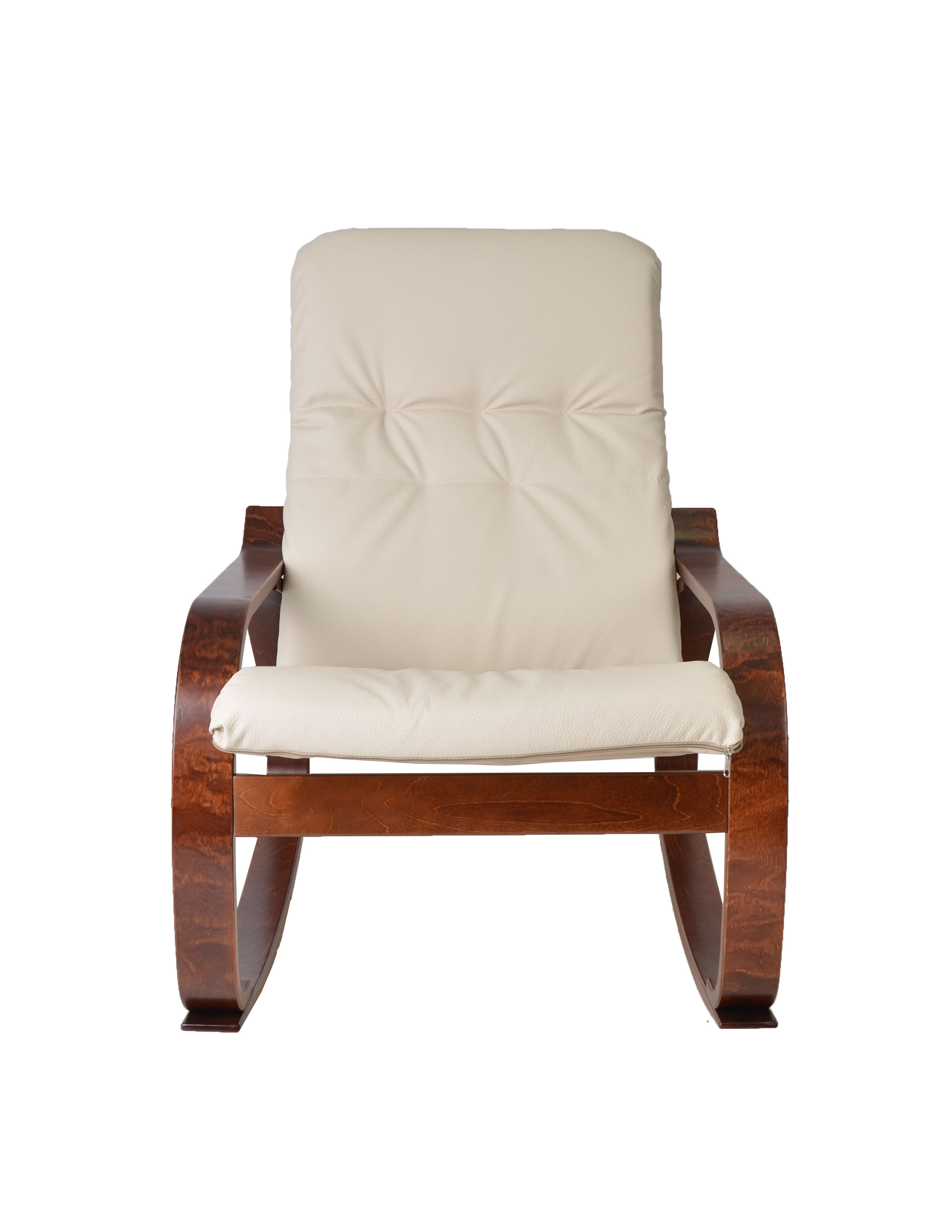 кресло-качалка Сайма Экокожа бежевый каркас Вишня