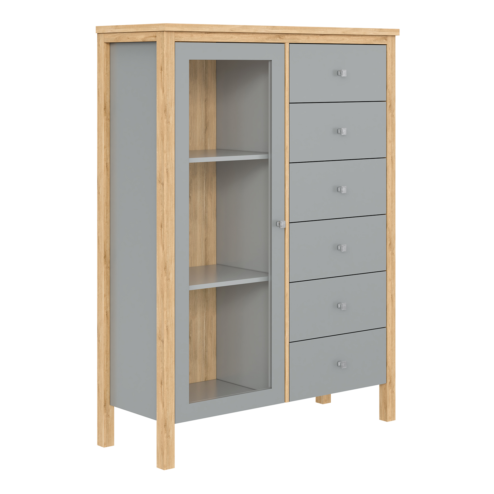 Тумба с 6 ящиками Вояж-16 (Серый №7042+ антик №24)