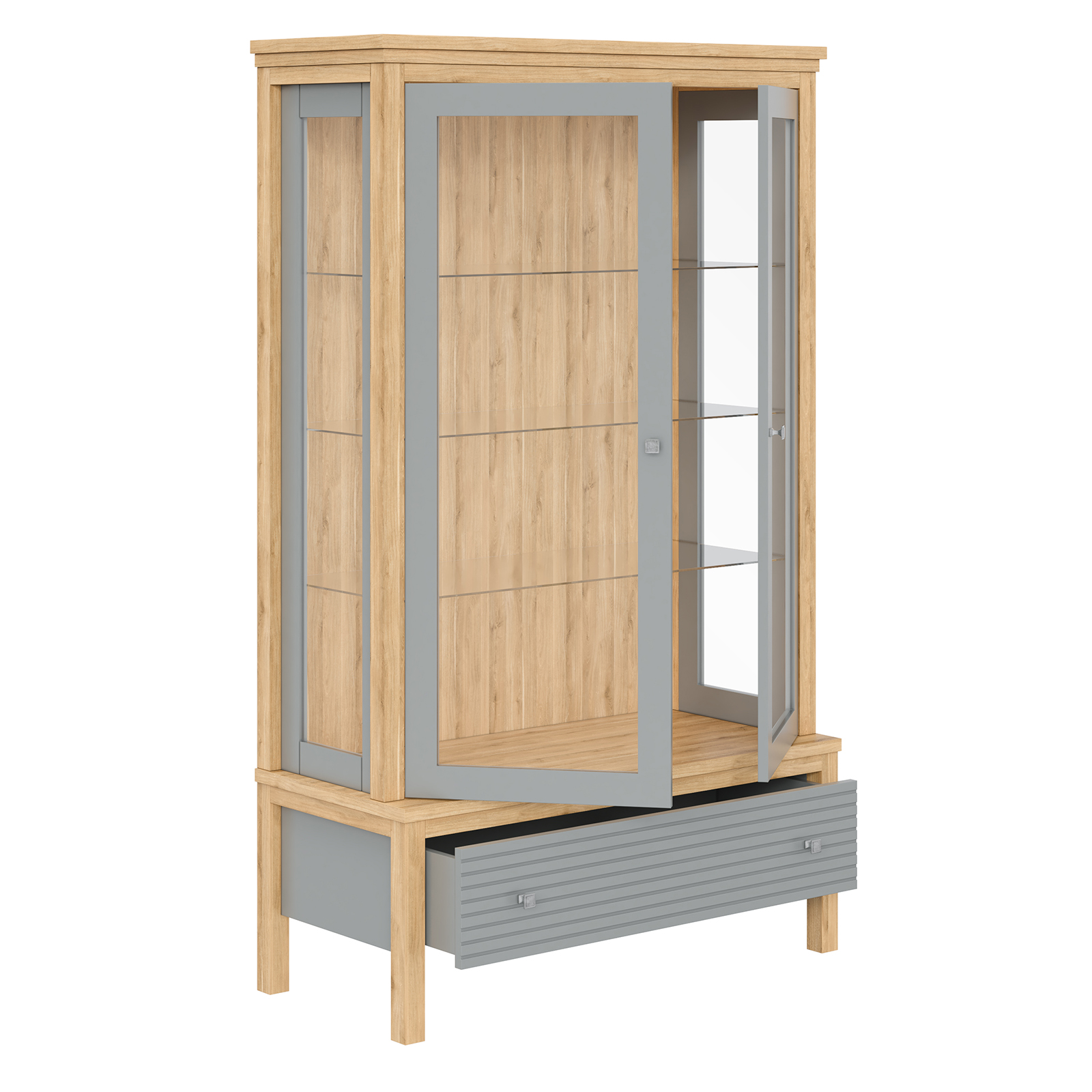 Шкаф для посуды с ящиком Вояж-21-170-Р/Я (Серый №7042 + антик №24)