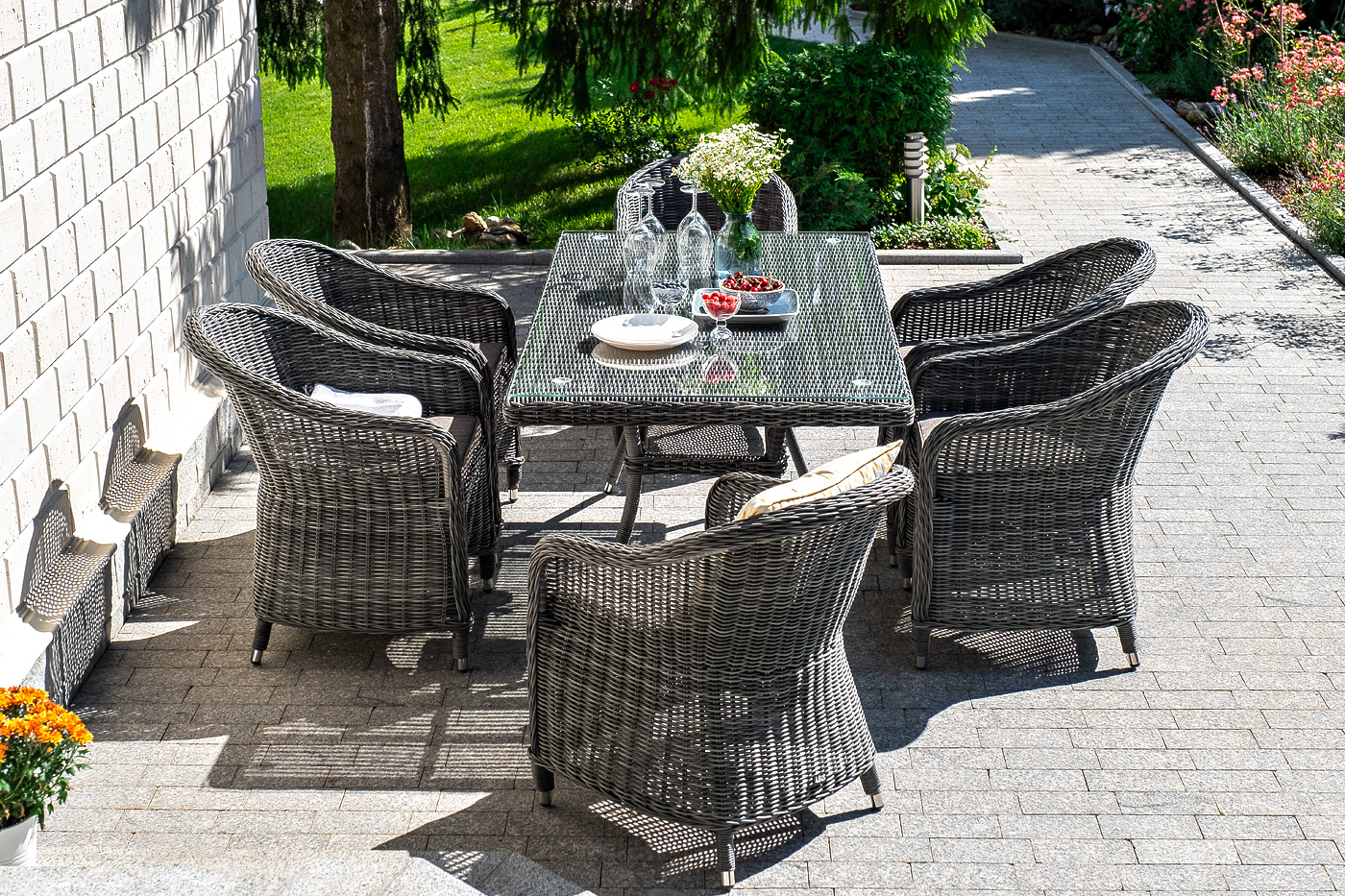 "Эспреззо" обеденная группа плетеная, цвет графит