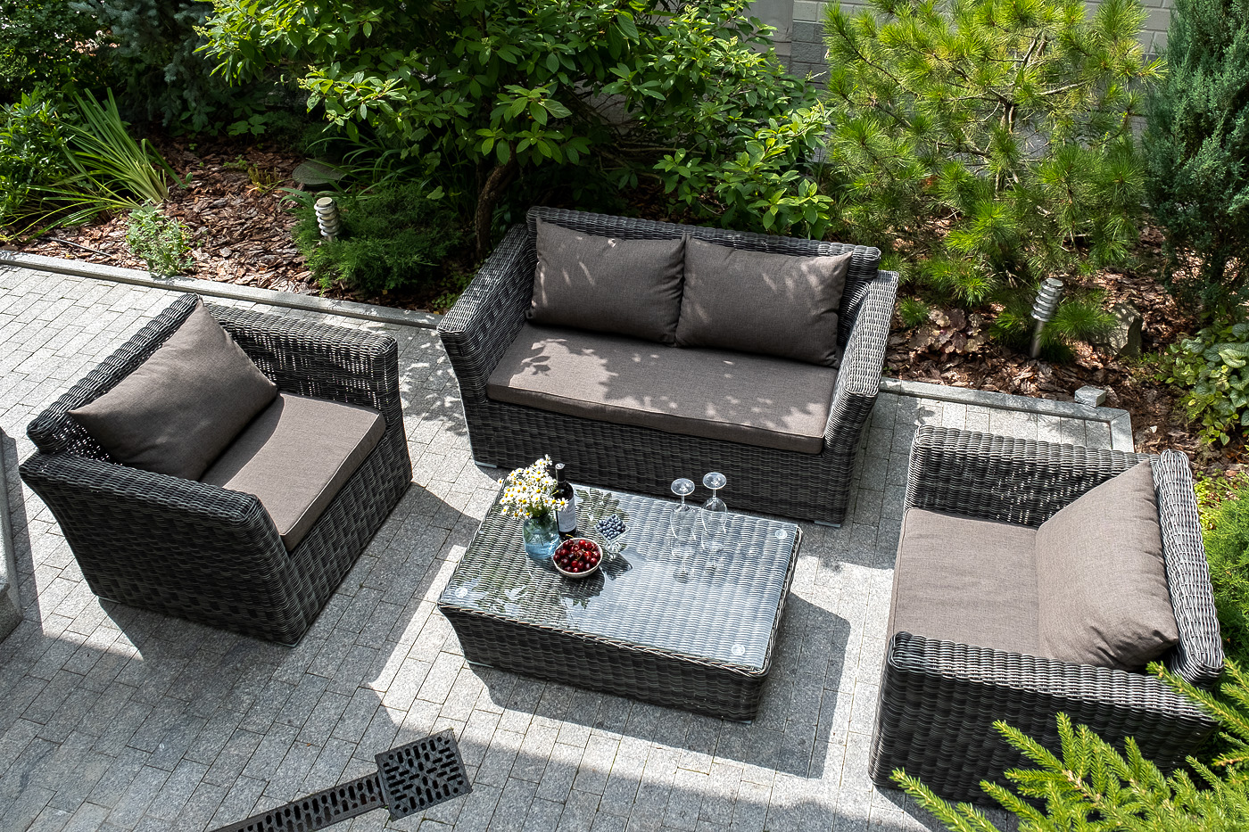 "Каприоли" лаунж-зона из искусственного ротанга, цвет графит