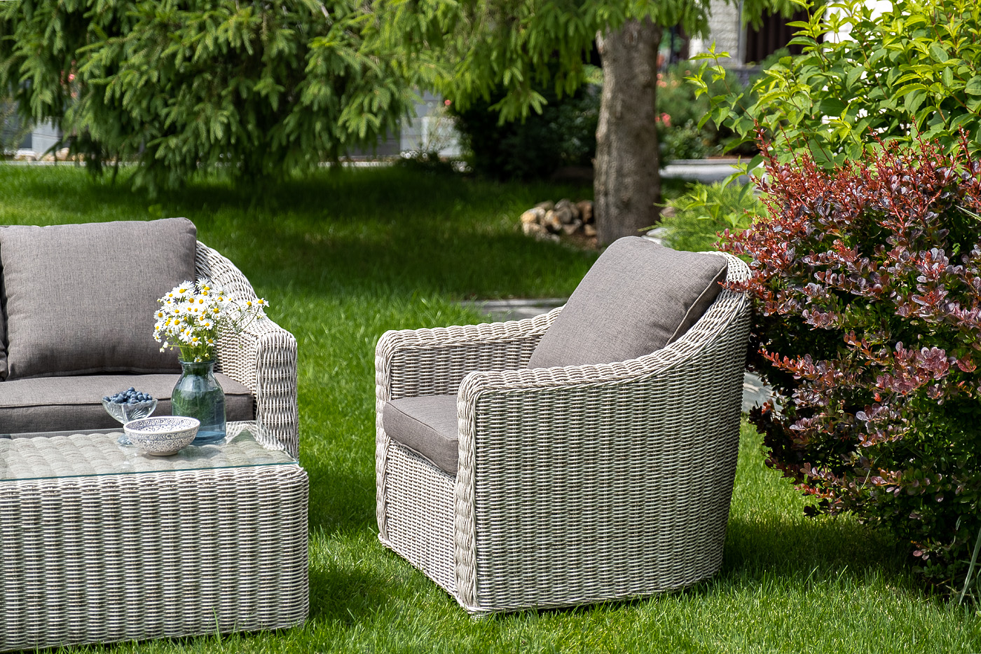 "Копаннини" кресло из искусственного ротанга, цвет бежевый