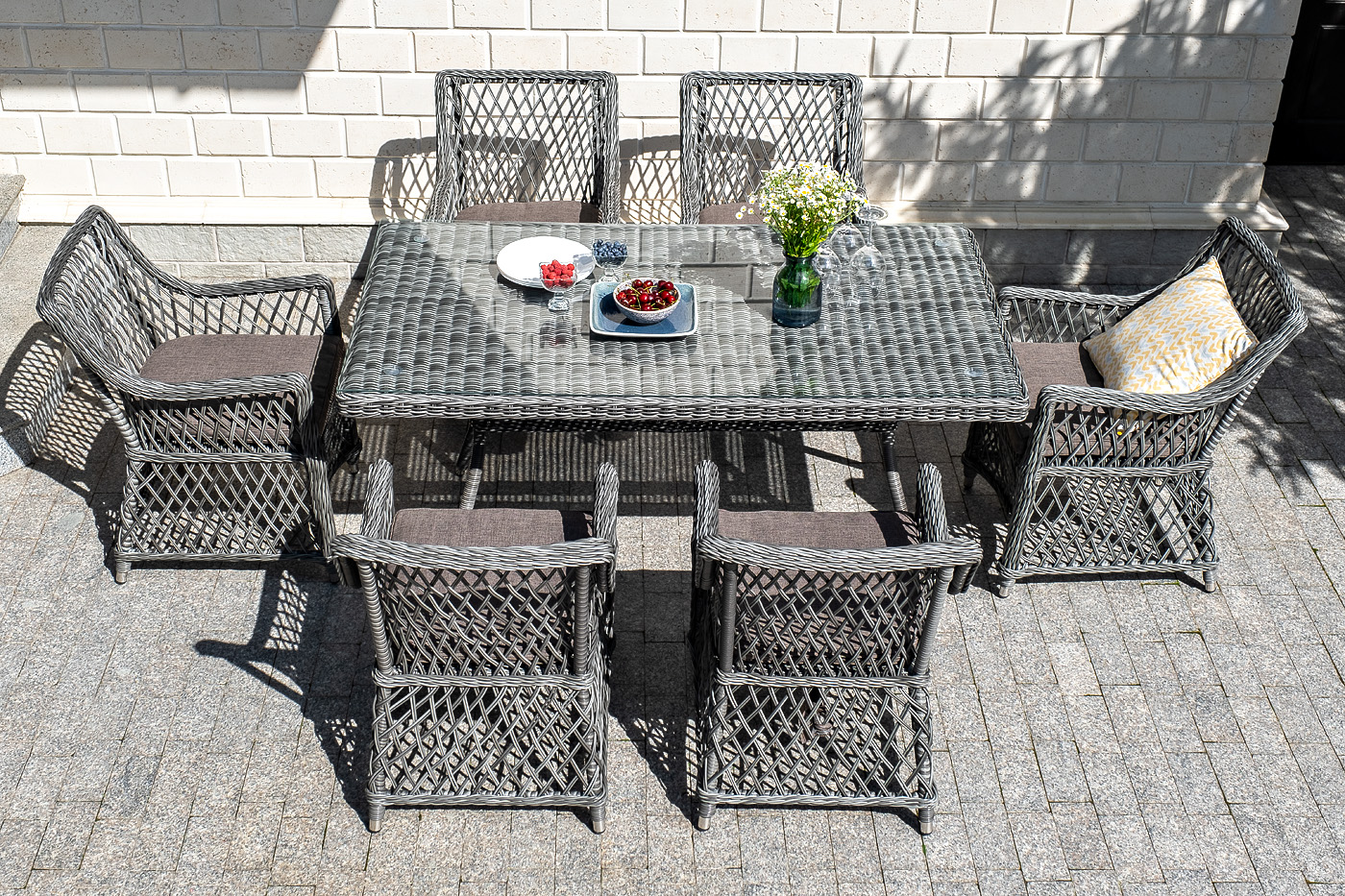 "Латтини" обеденная группа плетеная, цвет графит