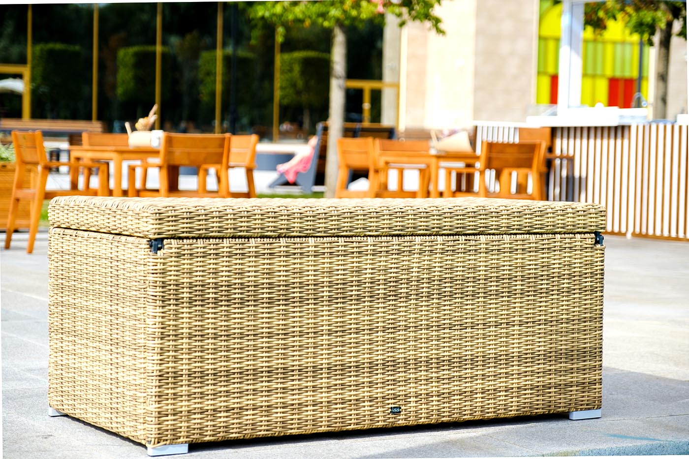 "Порту" сундук водонепроницаемый из искусственного ротанга, цвет соломенный