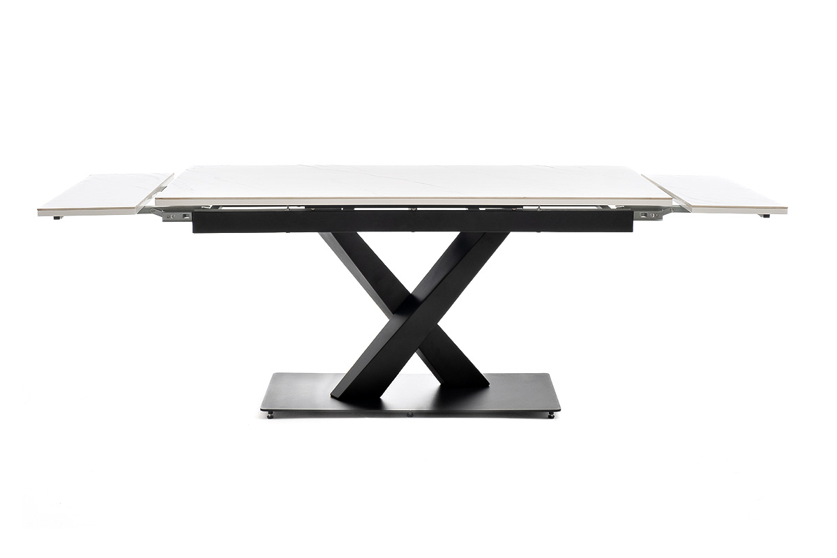 "Юпитер" стол интерьерный раздвижной обеденный из керамики, цвет белый глянцевый