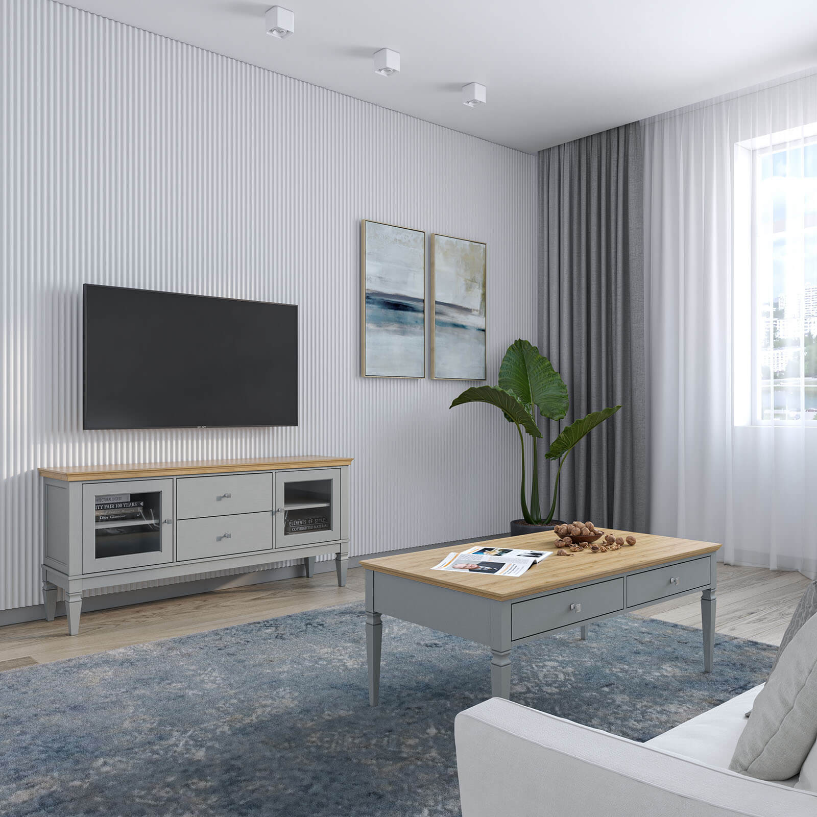 Стол журнальный "Ольса" 02 (серый 7042-антик 24)