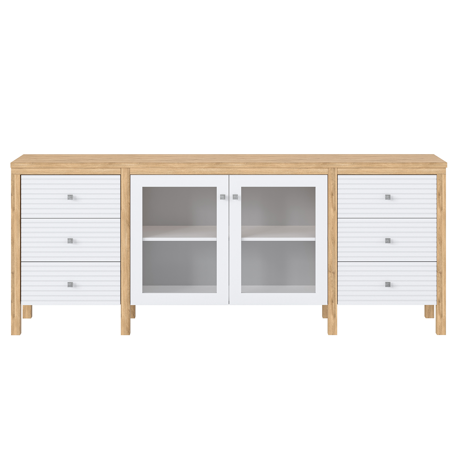 Тумба ТВ 4 ящика сосны Вояж-26-РЯ (Белый лак + антик №24)