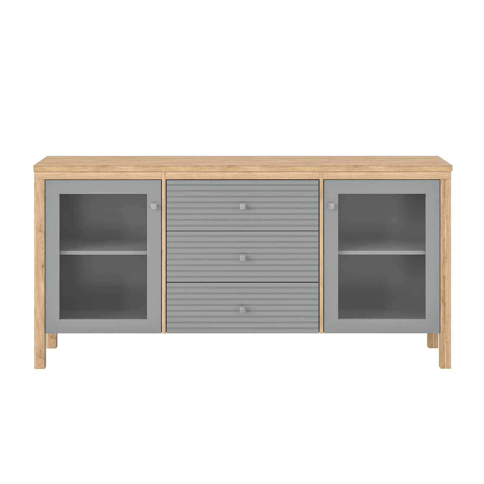 Тумба ТВ деревянная Вояж-23-РЯ (Серый №7042+ антик №24)